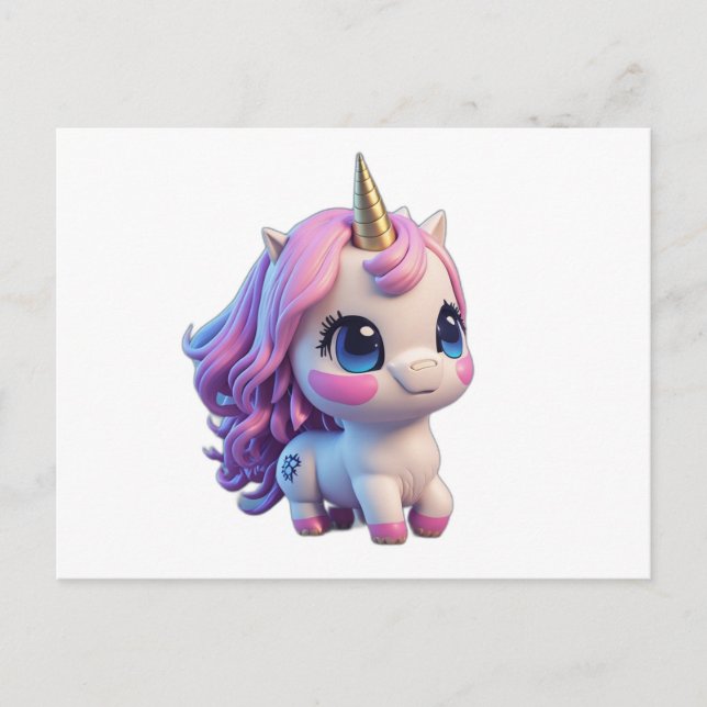 Carte Postale Caricorne d'Anime mignon Unicorn (Devant)