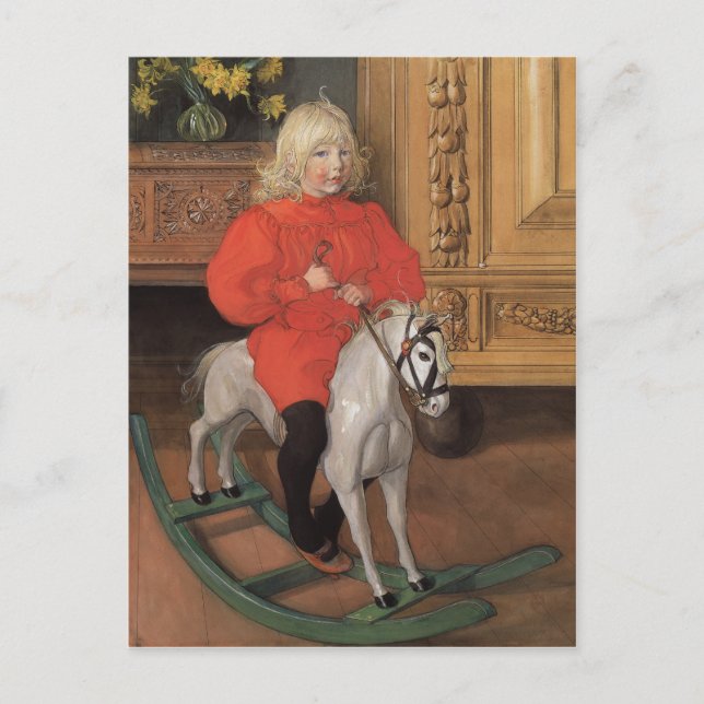 Carte Postale Carl Larsson Murre Boy à cheval à bascule (Devant)