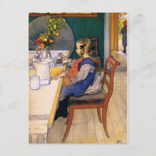Carte Postale Carl Larsson Petit déjeuner malheureux de Late Ris