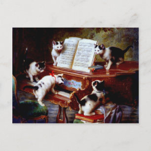 Carte Postale Carl Reichert Kittens Jouer Piano