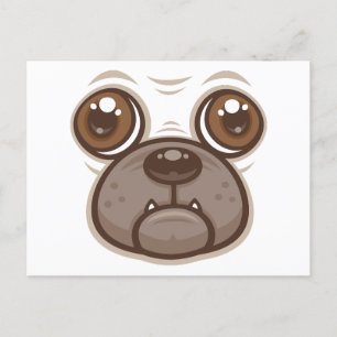 Carte Postale Carlin de caricature Mug Chien Chien Chien Chien F