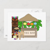 Carte Postale Carlin hawaïen au Tiki Bar Tee - shirts personnali (Devant / Derrière)