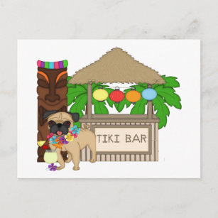 Carte Postale Carlin hawaïen au Tiki Bar Tee - shirts personnali
