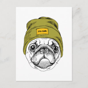 Carte Postale Carlin Hipster C'est Cool