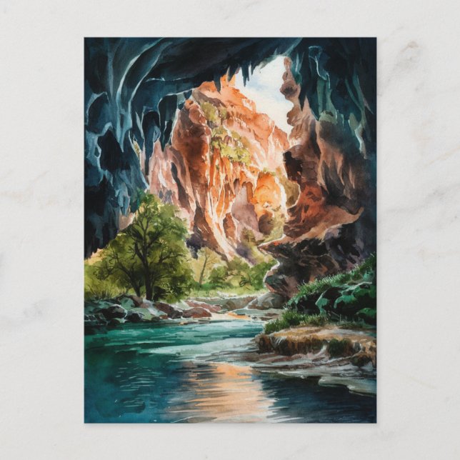 Carte Postale Carlsbad Caverns National Park Aquarelle Peinture (Devant)