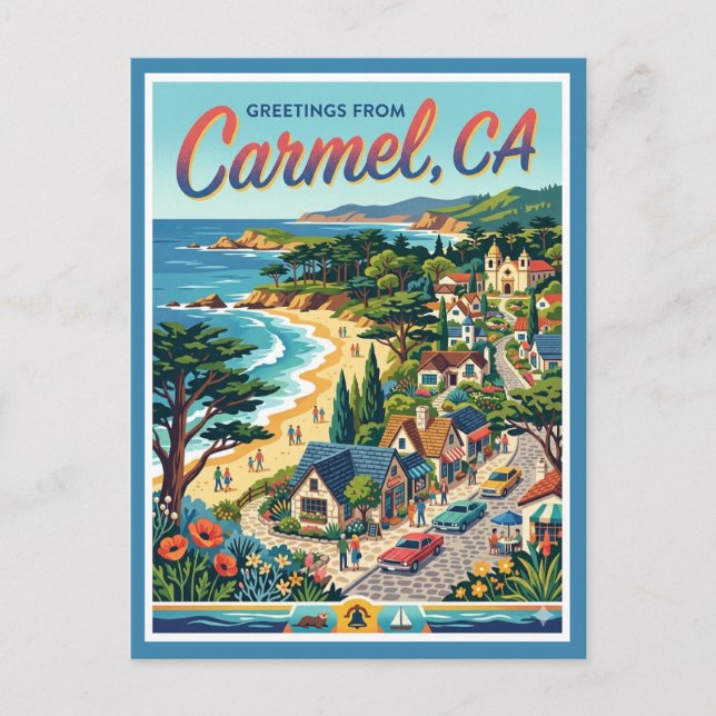 Carte Postale Carmel CA Salutations Rétro Côte Californienne (Devant)
