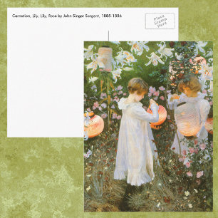 Carte Postale Carnation, Lily, Lily, Rose Par John Singer Sargen