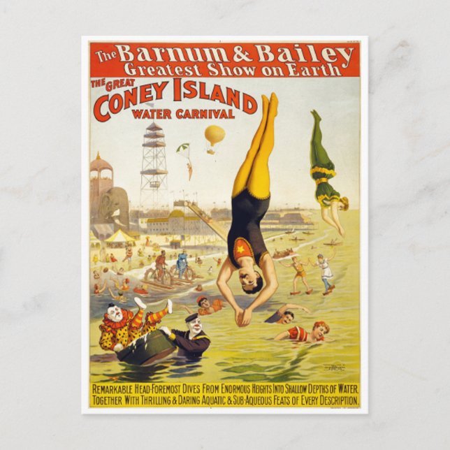 Carte Postale Carnaval Barnum & Bailey Coney Island Water Carniv (Devant)