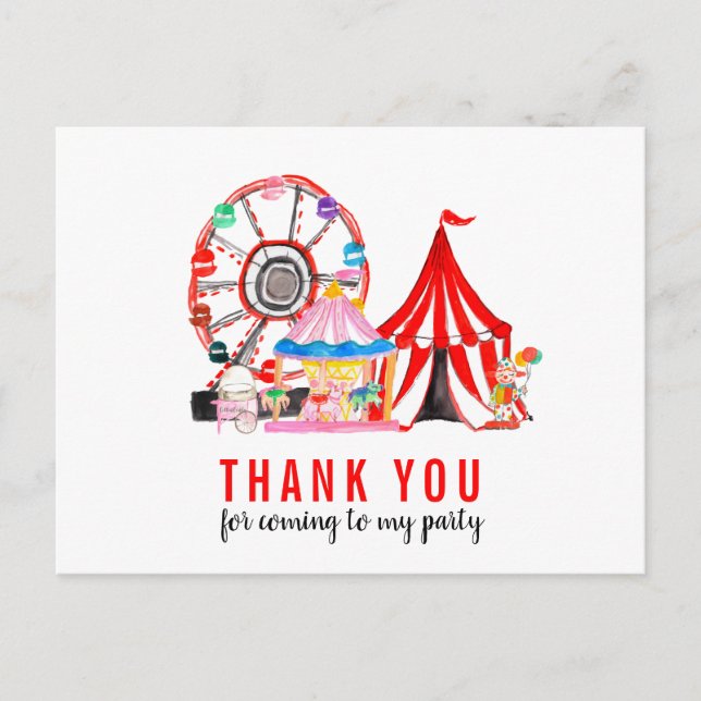 Carte Postale Carnaval Cirque Show Balloons Merci Anniversaire (Devant)