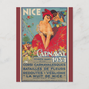 Carte Postale Carnaval français vintage Nice 1934