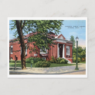 Carte Postale Carnegie Library, Sturgis, Michigan Vintage