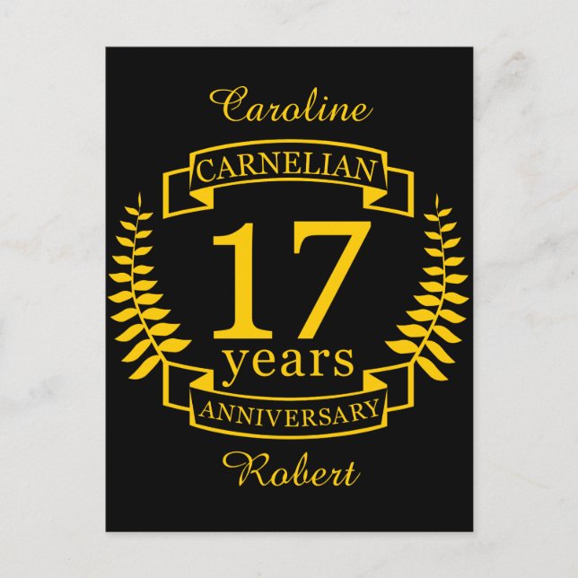 Carte Postale Carnelian Gemstone mariage anniversaire 17 ans (Devant)