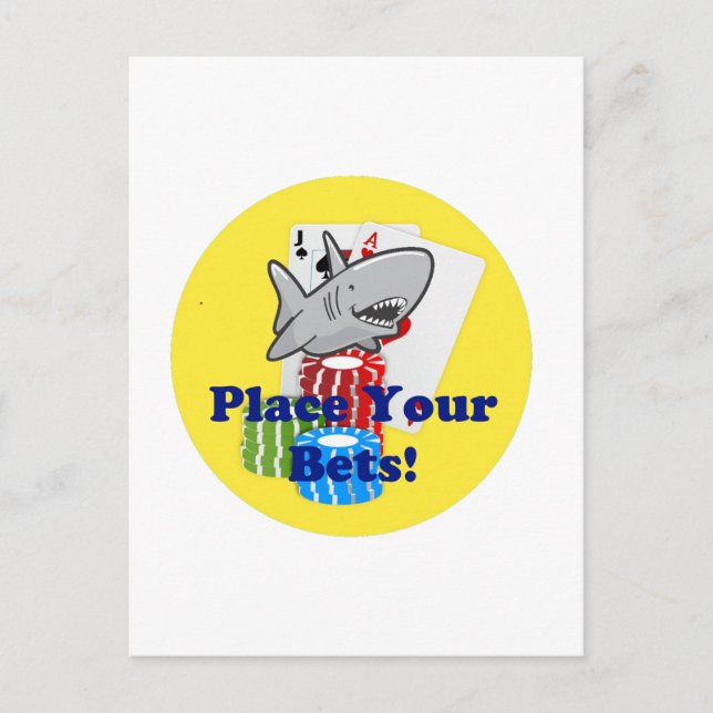 Carte Postale Carnet de jeu de requin amusant avec des jetons de (Devant)