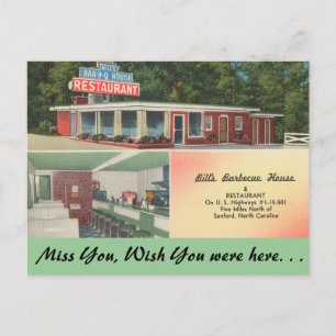 Carte Postale Caroline du Nord, Bill's Barbecue House, Sanford