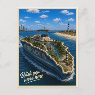 Carte Postale Caroline du Nord Wish You Were Here Série des
