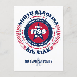 Carte Postale Caroline du Sud, Columbia, SC, Patriotique, Monogr