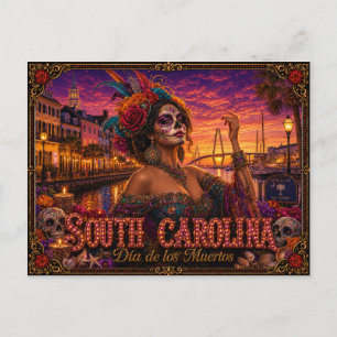 Carte Postale Caroline du Sud Día de los Muertos Rétro