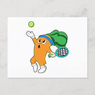 Carte Postale Carotte au tennis avec une raquette de tennis