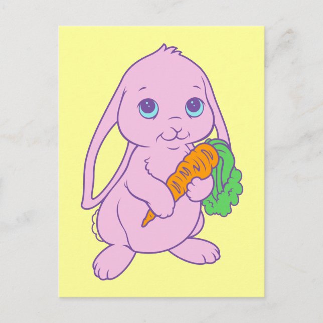 Carte Postale Carotte de lapin lapin de lapin de Kawaii (Devant)
