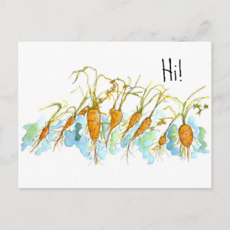 Carte Postale Carottes d'hiver Jardin végétal Aquarelle Bonjour