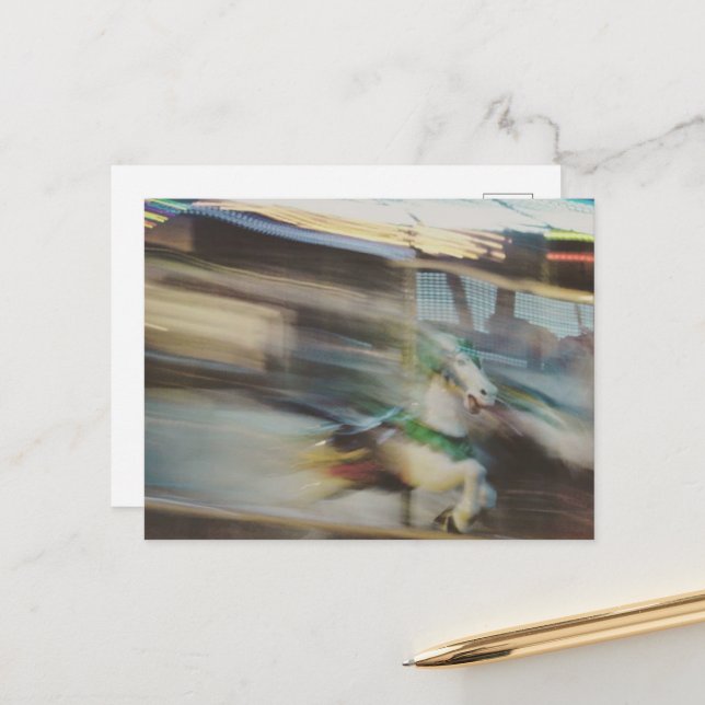 Carte Postale Carousel Horses Summer Days at the Fair Abstract (Devant/Arrière en situation)