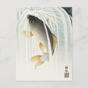 Carte Postale Carpe de levage - Ohara Koson - Poisson Vintage