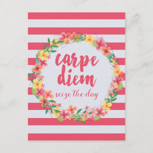 Carte Postale Carpe Diem / Saisir La Citation Rose Du Jour