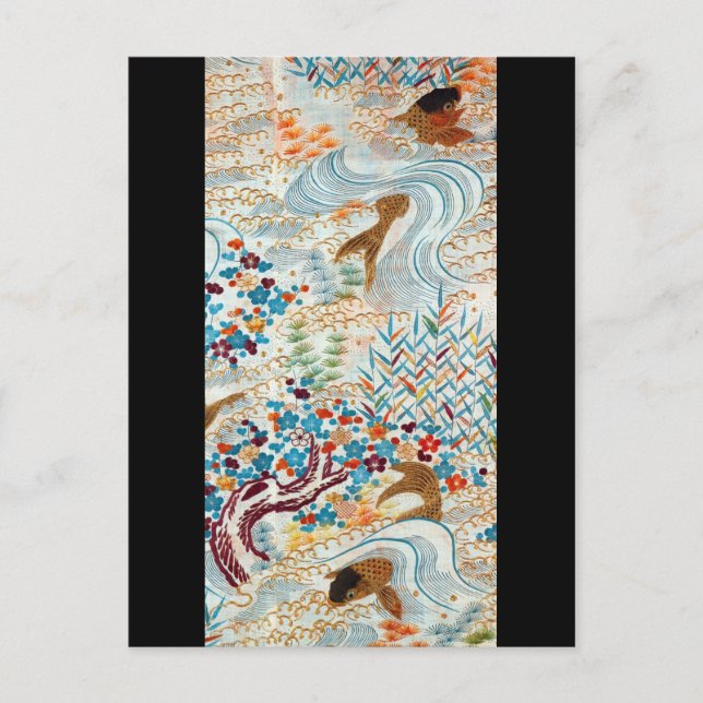 Carte Postale Carpe japonaise vintage et eau courante (Devant)