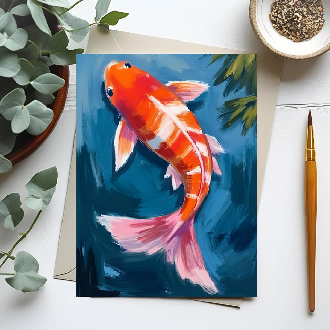 Carte Postale Carpe Koï Aquarelle Belle (Créateur téléchargé)