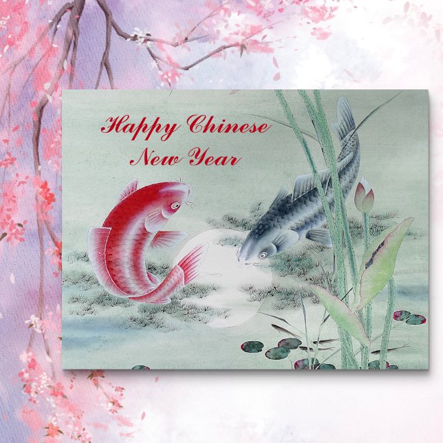 Carte Postale Carpe Koï avec Lotus (Créateur téléchargé)