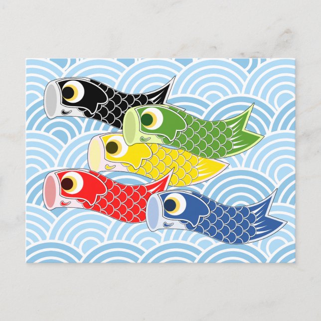 Carte Postale Carpes en forme de manches à air pour Kodomo-no-hi (Devant)