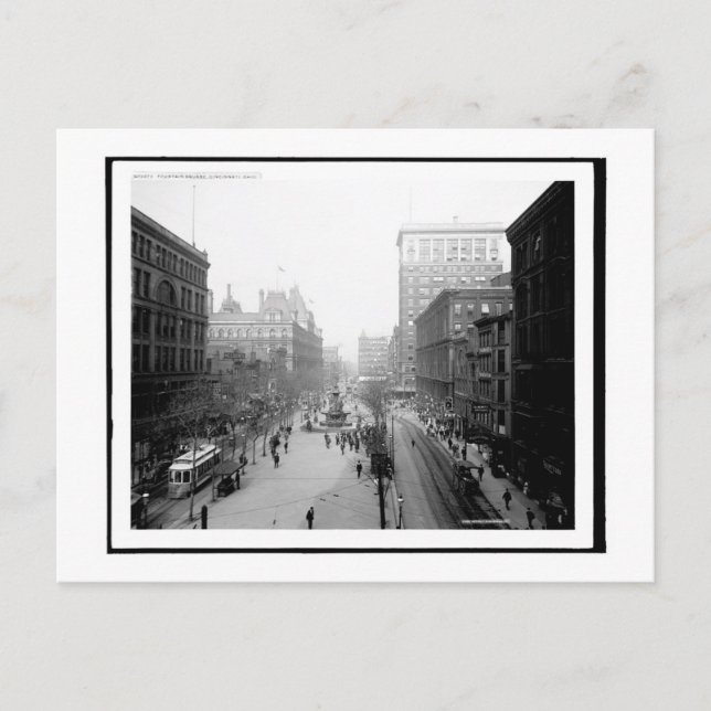 Carte Postale Carré de fontaine, Cincinnati, Ohio Vintage (Devant)