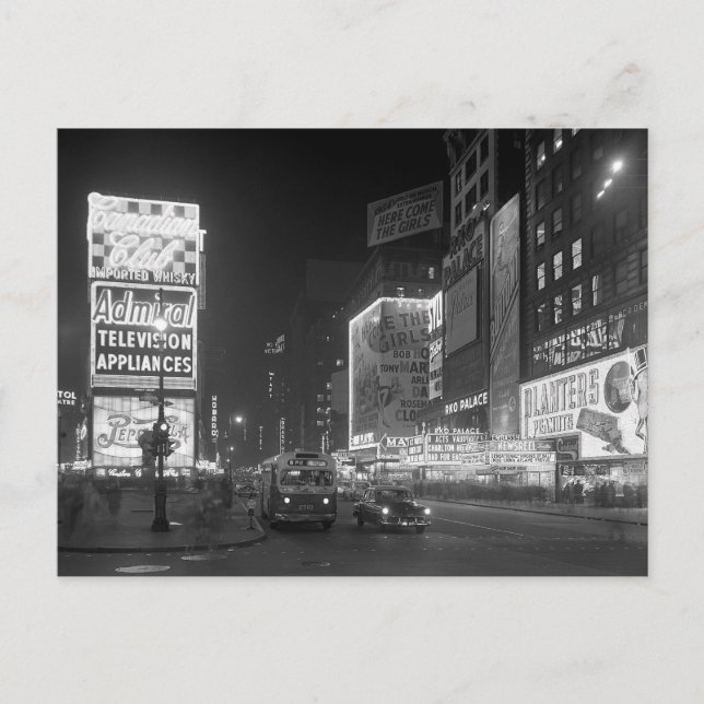 Carte Postale Carré du Times à la nuit, 1953 (Devant)