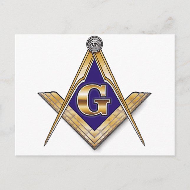 Carte Postale Carré et Compas Bleus Discrets (Devant)