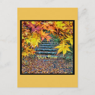 Carte Postale Carré Jaune Photo Automne Modèle Automne Feuilles