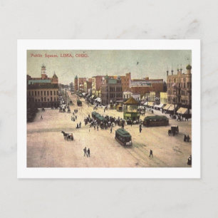 Carte Postale Carré public, Lima, Ohio Vintage