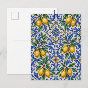 Carte Postale Carreau Azulejo Citron Italien