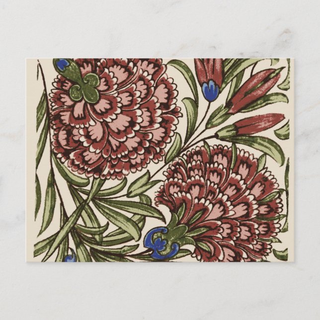 Carte Postale Carreau de fleur d'œillet Art antique rustique de  (Devant)