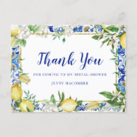 Carreau de mosaïque bleu floral blanc citron Merci