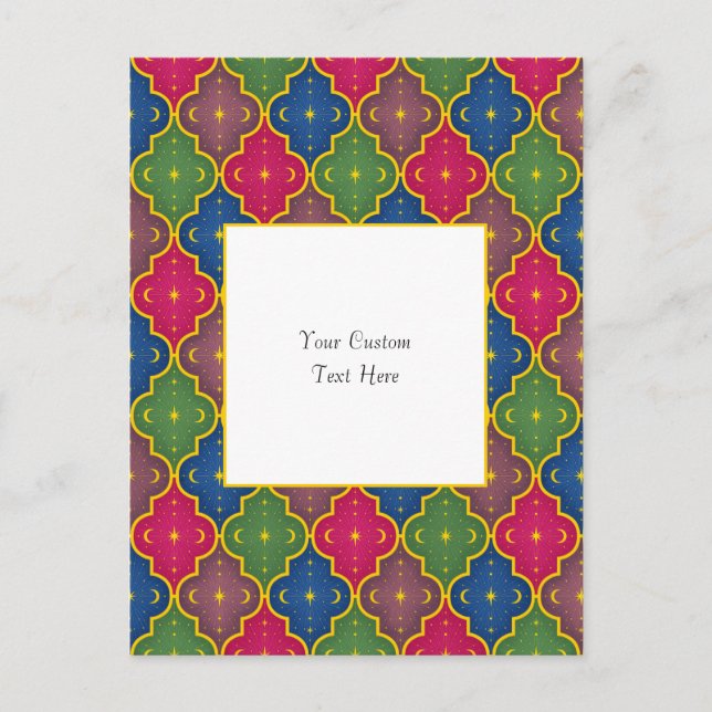 Carte Postale Carreau Marocain Céleste (fond blanc) sur mesure (Devant)