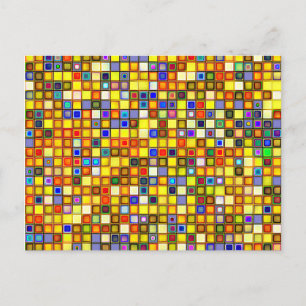 Carte Postale Carreaux à motif jaune brûlant et bleu frais