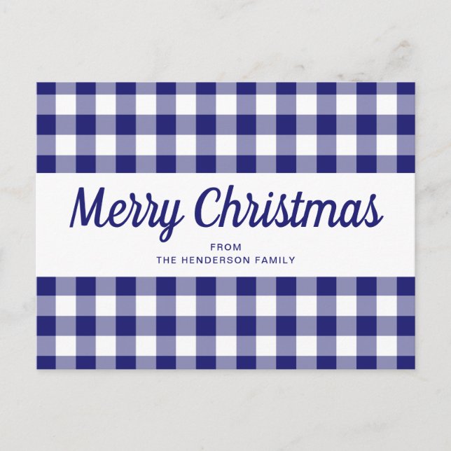 Carte Postale Carreaux Bleus Classiques Joyeux Noël (Devant)