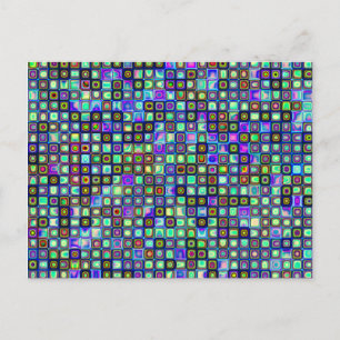 Carte Postale Carreaux de mosaïque rétro funky verts fumants