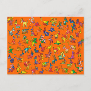 Carte Postale Carreaux de Motif Animaux Abstraits
