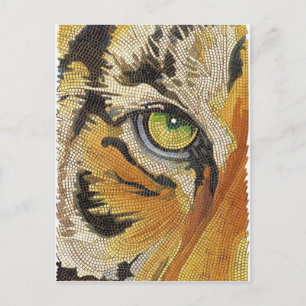 Carte Postale "Carreaux de tigres" Tiger Face Mosaïque Aquarelle
