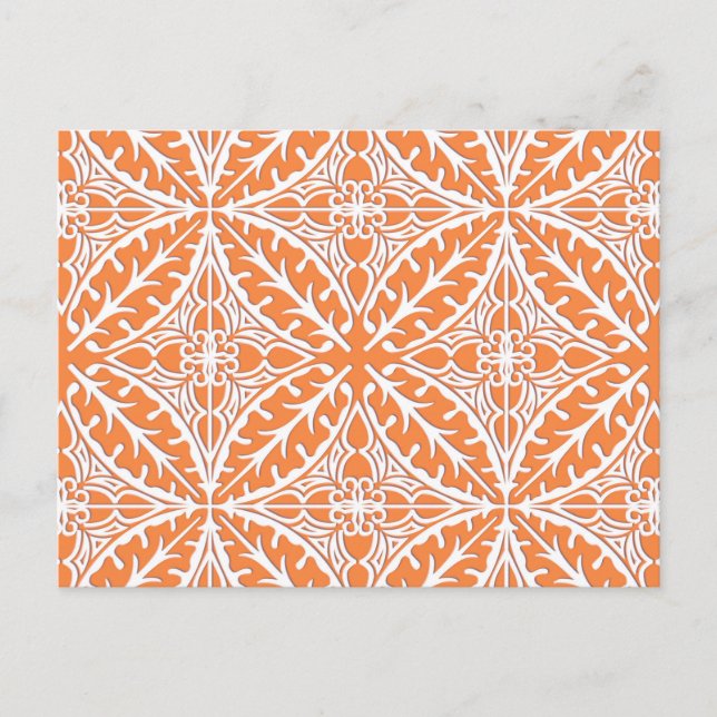 Carte Postale Carreaux marocains - corail orange et blanc (Devant)