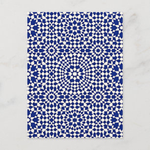 Carte Postale Carreaux Mosaïques Géométriques Bleu Marine