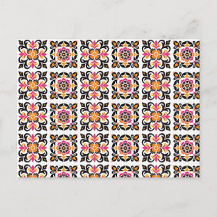 Carte Postale Carrelage folklorique mexicain rose et orange