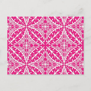 Carte Postale Carrelage marocain - rose fuchsia et blanc