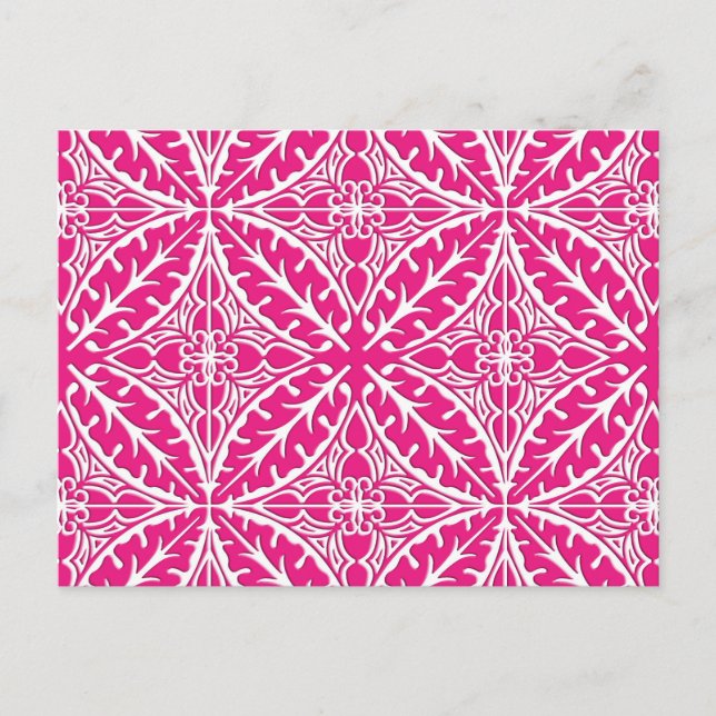 Carte Postale Carrelage marocain - rose fuchsia et blanc (Devant)
